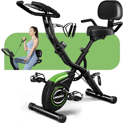 Caromix Folding Exercise Bike, 4 in 1 Stationary Magnetic Cycling...