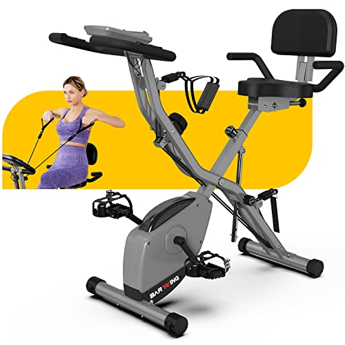 BARWING Stationary Exercise Bike for Home Workout | 4 IN 1 Foldable...